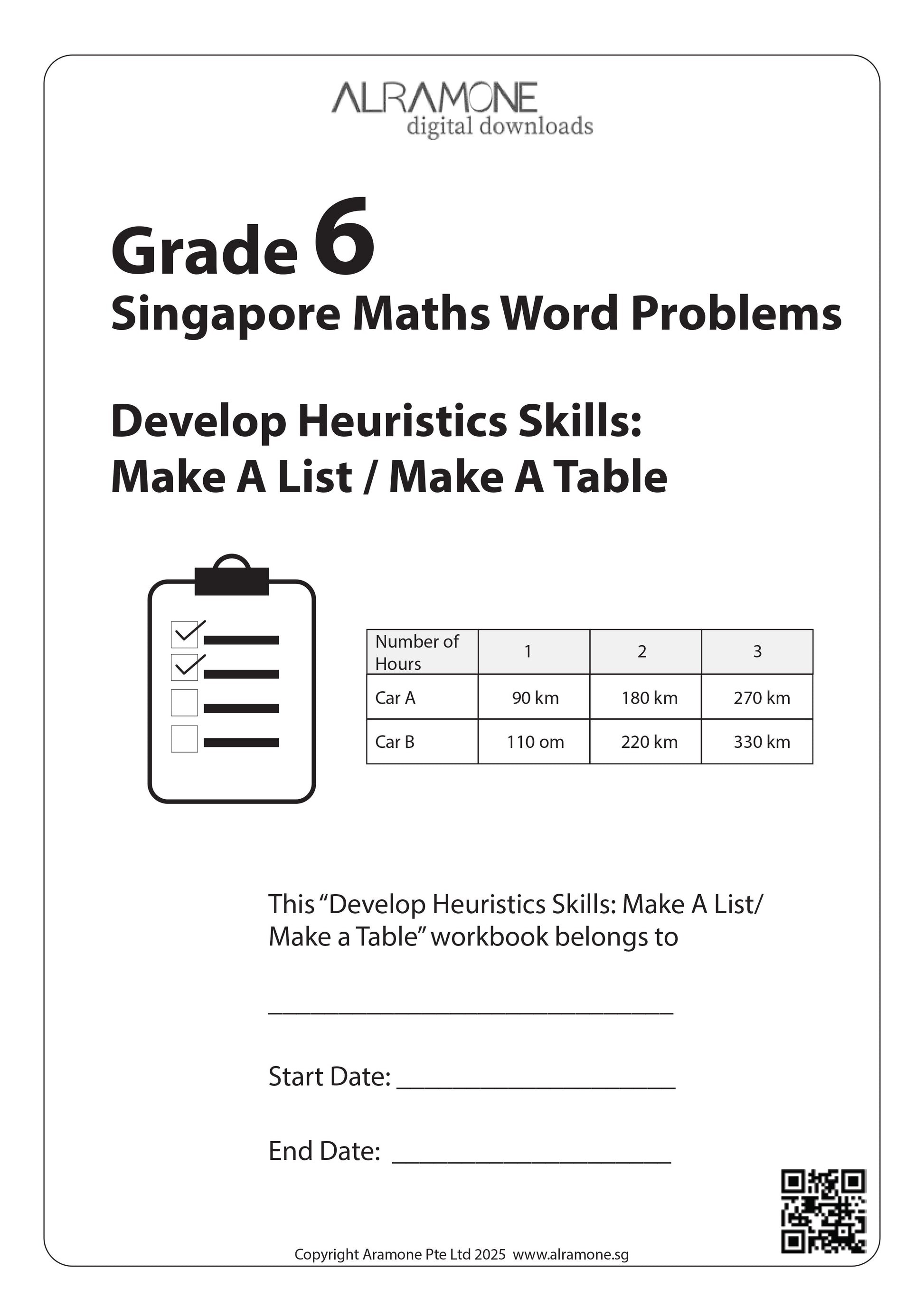 Grade 6 Singapore Math Word Problems Develop Heuristics Skills Make A List Make A Table Workbook
