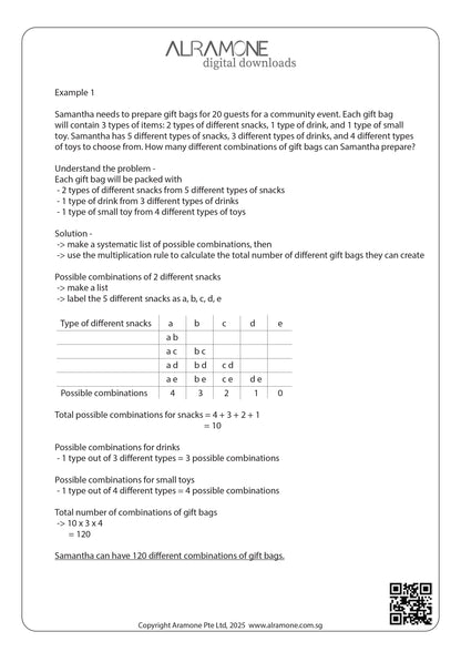 An example word problem question showing the solution using heuristic strategy make a table to solve