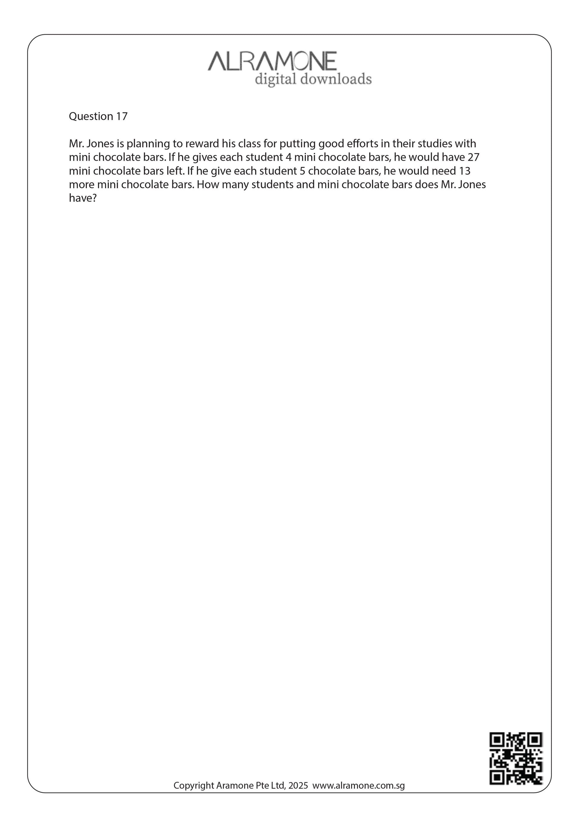 An example worksheet of a word problem requiring heuristic strategy make a list to solve