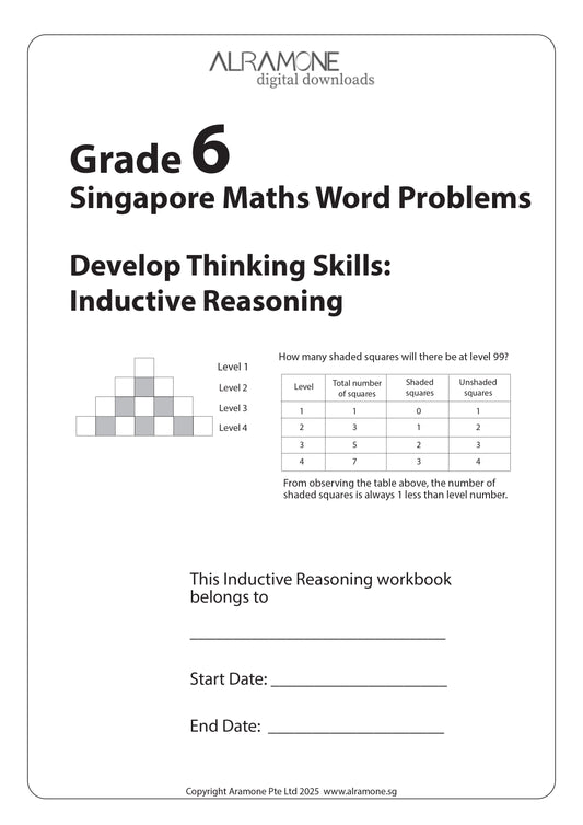 The cover for Grade 6 Singapore Math Develop Thinking Skills Inductive Reasoning workbook