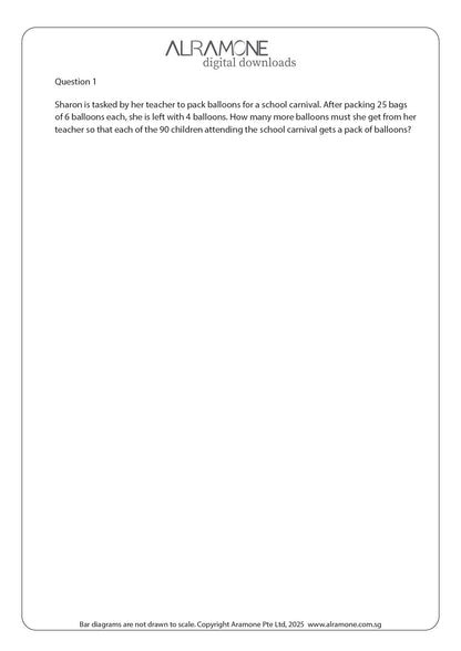 A math word problem example requiring the use of thinking skill part whole concept with bar models