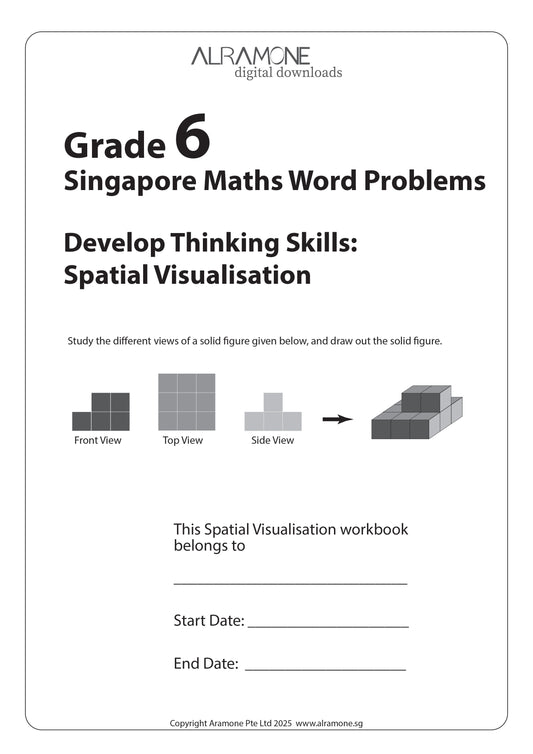 The cover of a Grade 6 Singapore Maths Develop Thinking Skills Spatial Visualisation workbook